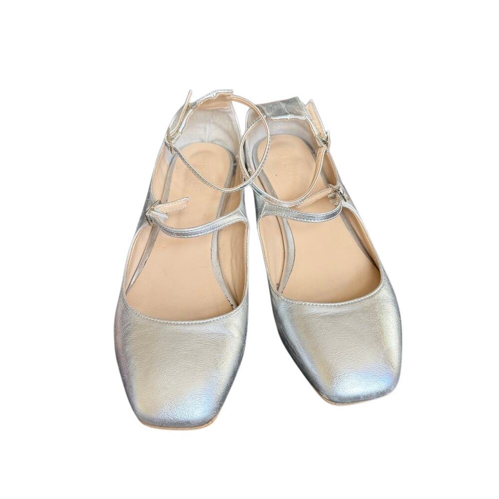 Peche Nico Heels Silver Size US 7.5 /8 Mary Jane Style Strap Small Heel - Picture 13 of 13